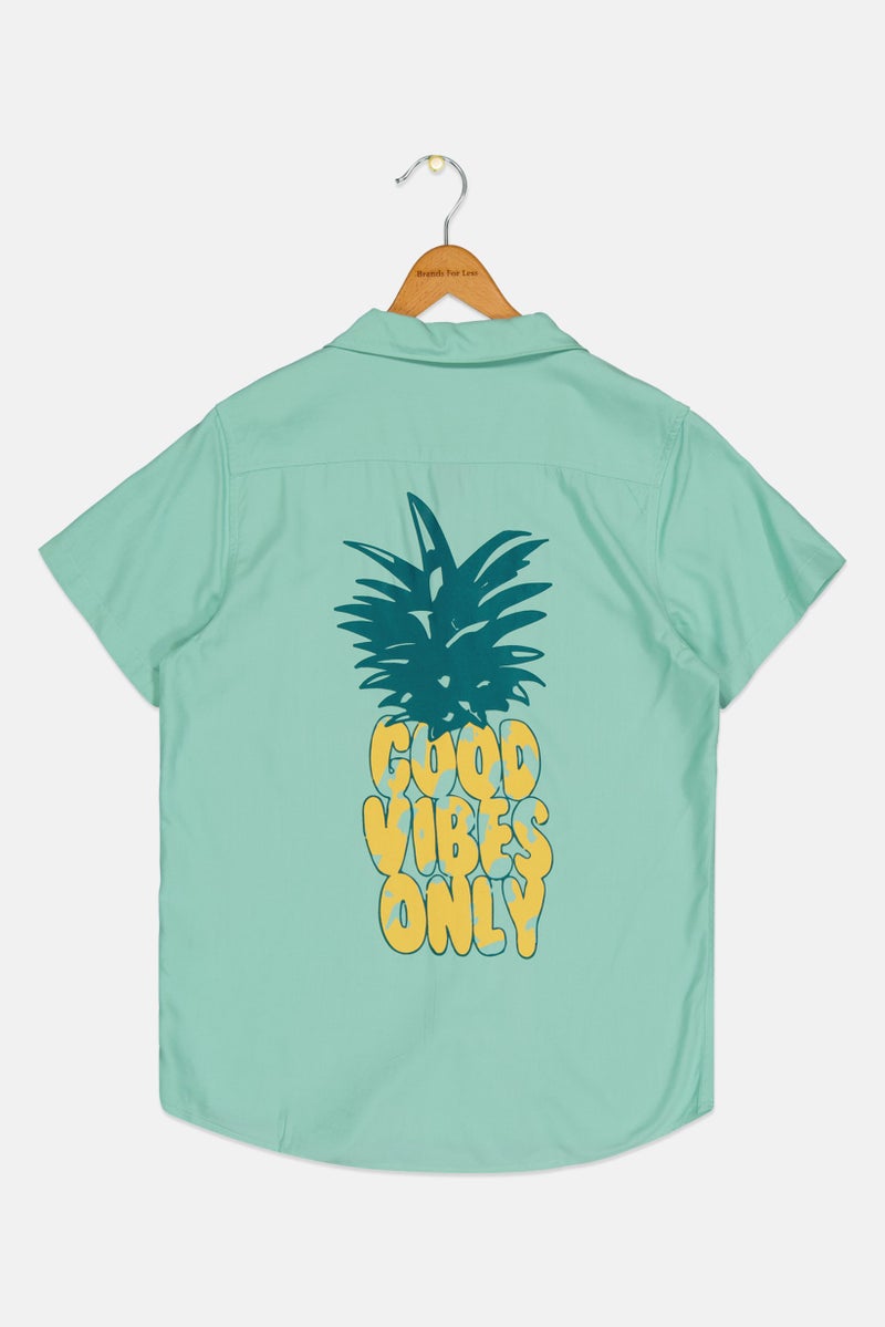 JACK & JONES Kids Boy Graphic Print Short Sleeves Shirts, Pastel Turquoise - Image 2