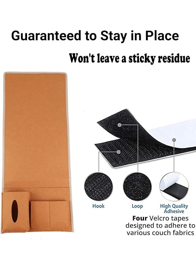 Sofa Armrest Storage Organizer With Hook And Loop Bedside Caddy Hanging Storage Bag Non Slip Armchair Caddy For Recliner Remote Holder Tv Control Cell Phone Beige