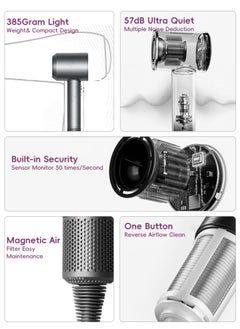 Perfii Smooth Shining Hair Dryer, High-Speed 11000 RPM Turbo Motor, 600 Million Negative Ionic Hair Protection, 9 Modes Temperature and Airspeed Control, Low Noise and Lightweight  - Image 4