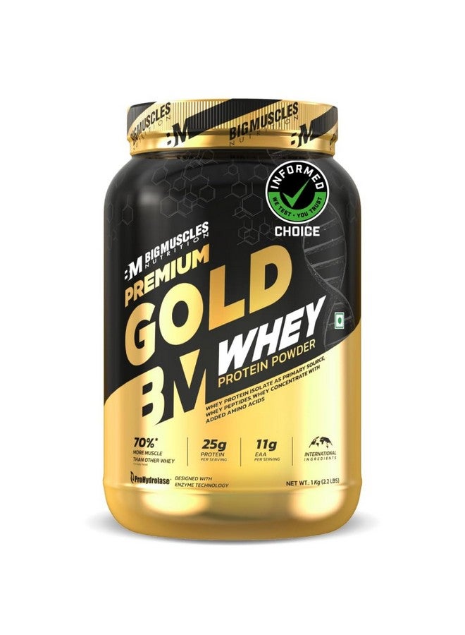 Bigmuscles Nutrition Premium Gold Whey [1Kg] | Informed Choice Uk Certified | Isolate Whey Protein Blend | 25G Protein | 11G Eaa | Prohydrolase Enzyme Technology [Belgian Chocolate]  - Image 1