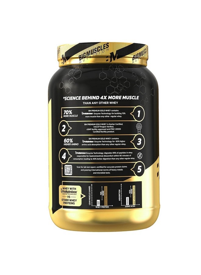 Bigmuscles Nutrition Premium Gold Whey [1Kg] | Informed Choice Uk Certified | Isolate Whey Protein Blend | 25G Protein | 11G Eaa | Prohydrolase Enzyme Technology [Belgian Chocolate]  - Image 3