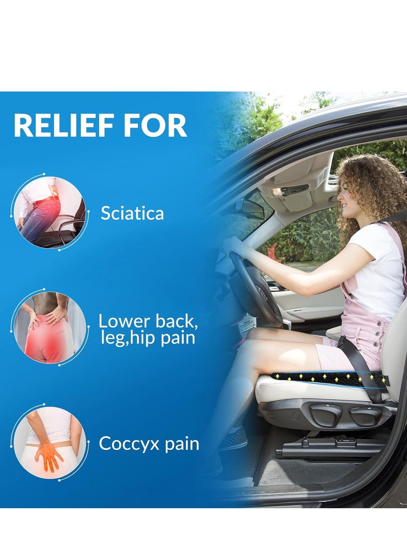 Generic - Car Seat Cushion Multi-Use Memory Foam Car Seat Pad & Lumbar Support Pillow For Car Sciatica & Lower Back Pain Relief Car Seat Cushions For Driving Road Trip Essentials For Drivers (Black) - Image 1