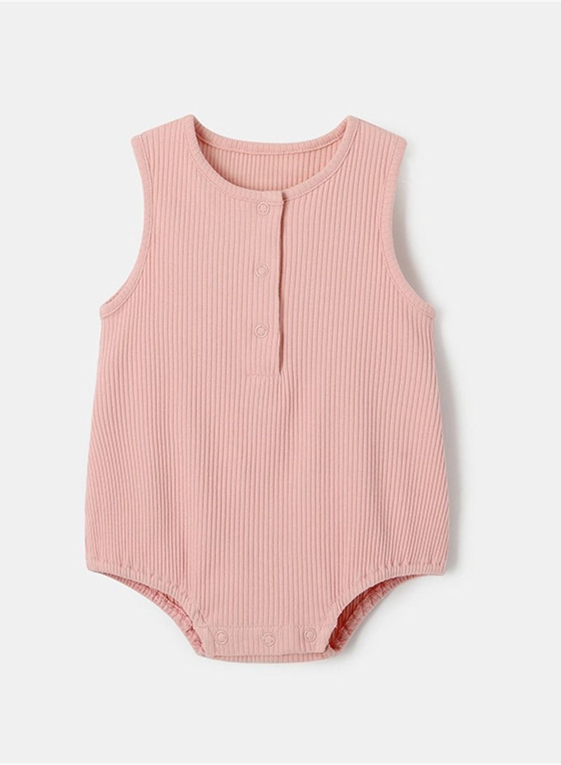 Loquat New Baby Sleeveless Pajamas Thin Baby Vest Pure Cotton Pink