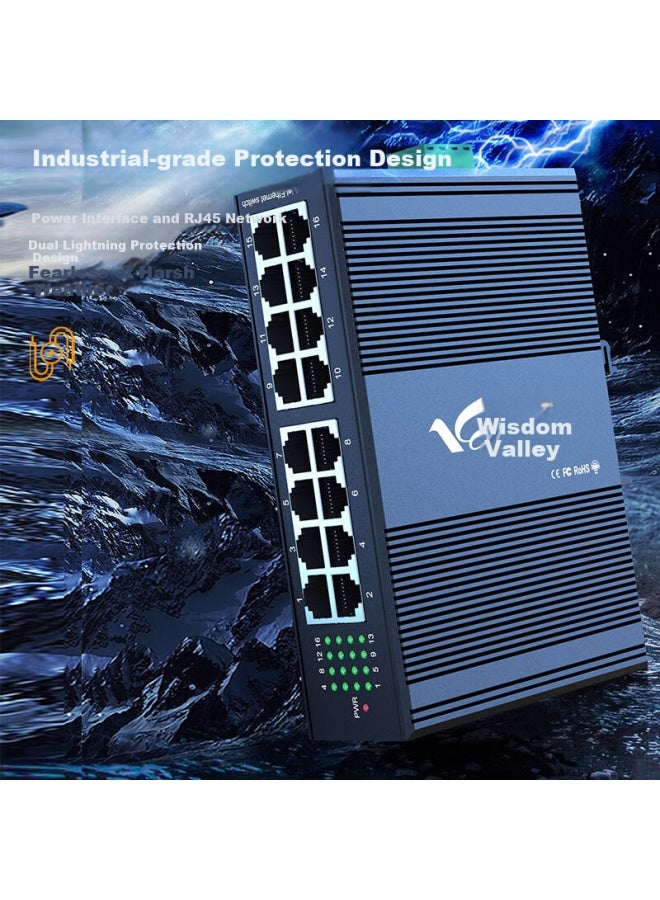 Smart Valley Huigu 100mbps 16-port Industrial Switch, Industrial Ethernet Switch, Monitoring Network Splitter, Hub, Din Rail-mounted Hg800-fe3016 - Image 2