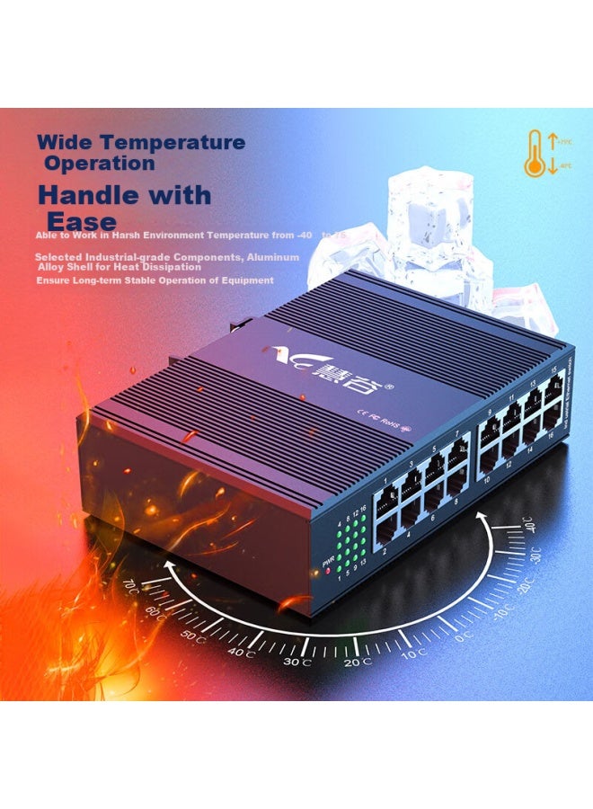 Smart Valley Huigu 100mbps 16-port Industrial Switch, Industrial Ethernet Switch, Monitoring Network Splitter, Hub, Din Rail-mounted Hg800-fe3016 - Image 3
