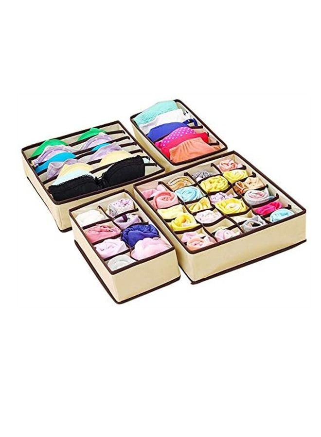 BLOOMING TIME 4Pcs/Set Storage Box Non-woven Fabric Cardboard Foldable Case Divider For Necktie Bra Sock Underwear Organizer Container Home Closet Organizer Boxes for Storage - Image 4