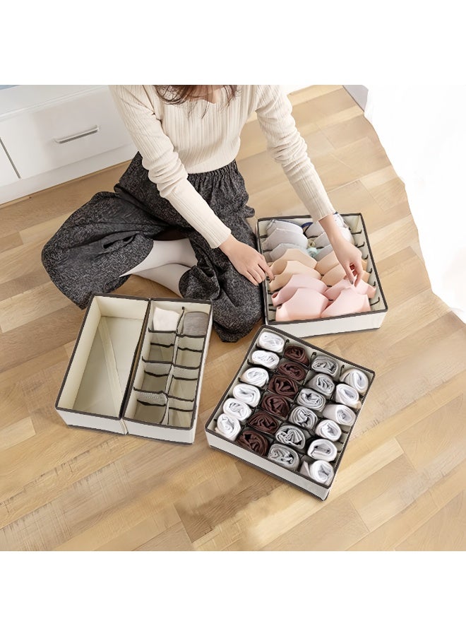 BLOOMING TIME 4Pcs/Set Storage Box Non-woven Fabric Cardboard Foldable Case Divider For Necktie Bra Sock Underwear Organizer Container Home Closet Organizer Boxes for Storage - Image 1