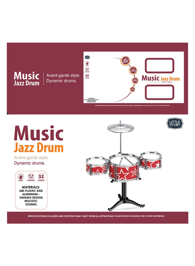 Little Story - Kids Drum Set Musical Instrument - Red - Image 3