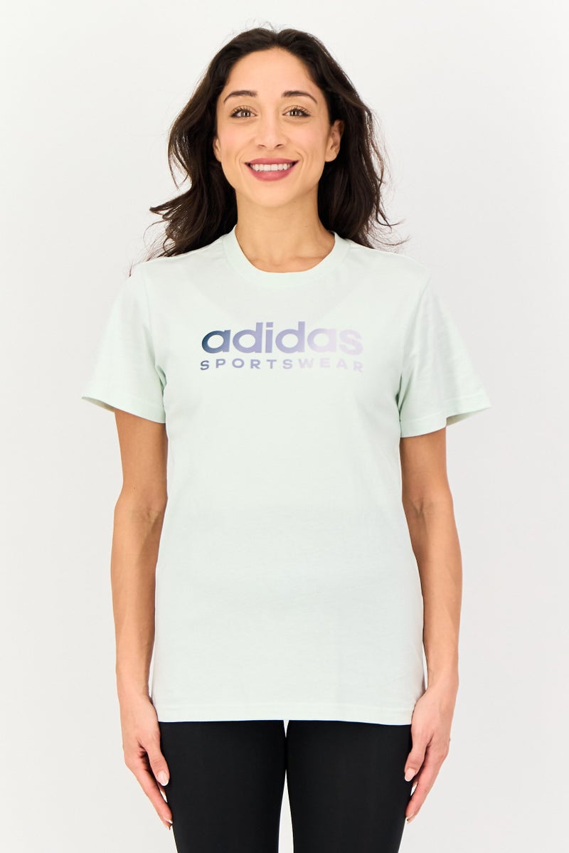 Adidas Women Sportswear Fit Short Sleeve Outdoor T-Shirt, Mint Green - Image 1