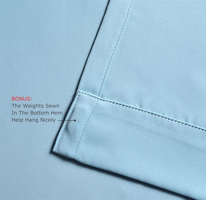 MIUCO Room Darkening Soild Grommet Blackout Curtains Panels for Nursery Window Curtains Set of 2 52x95 Inch Sky Blue, Bonus 2 Tie Backs Included - Image 5