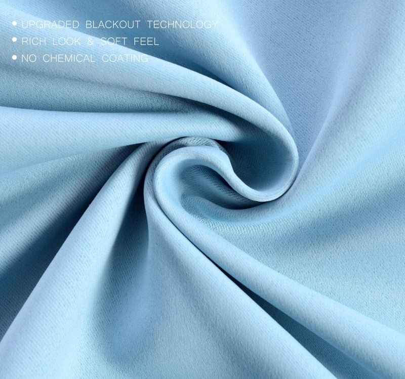MIUCO Room Darkening Soild Grommet Blackout Curtains Panels for Nursery Window Curtains Set of 2 52x95 Inch Sky Blue, Bonus 2 Tie Backs Included - Image 4