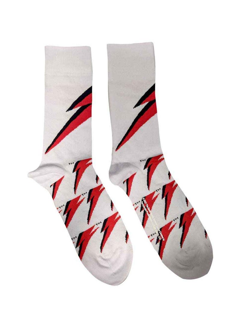 Bowie Gifts Bowie Unisex Ankle Socks featuring the 'Flash' design motif. Officially Licensed Merchandise. EU 40-45. Quality Comfortable Fabric Socks available in a black colourway. - Image 1