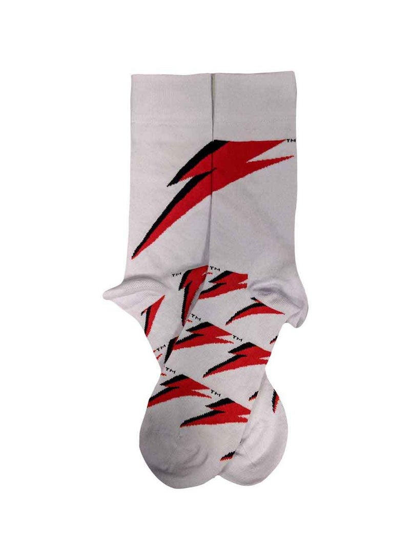 Bowie Gifts Bowie Unisex Ankle Socks featuring the 'Flash' design motif. Officially Licensed Merchandise. EU 40-45. Quality Comfortable Fabric Socks available in a black colourway. - Image 2