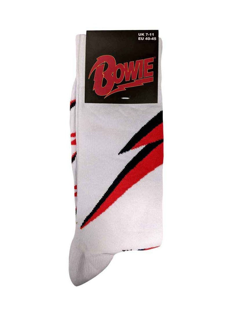Bowie Gifts Bowie Unisex Ankle Socks featuring the 'Flash' design motif. Officially Licensed Merchandise. EU 40-45. Quality Comfortable Fabric Socks available in a black colourway. - Image 3