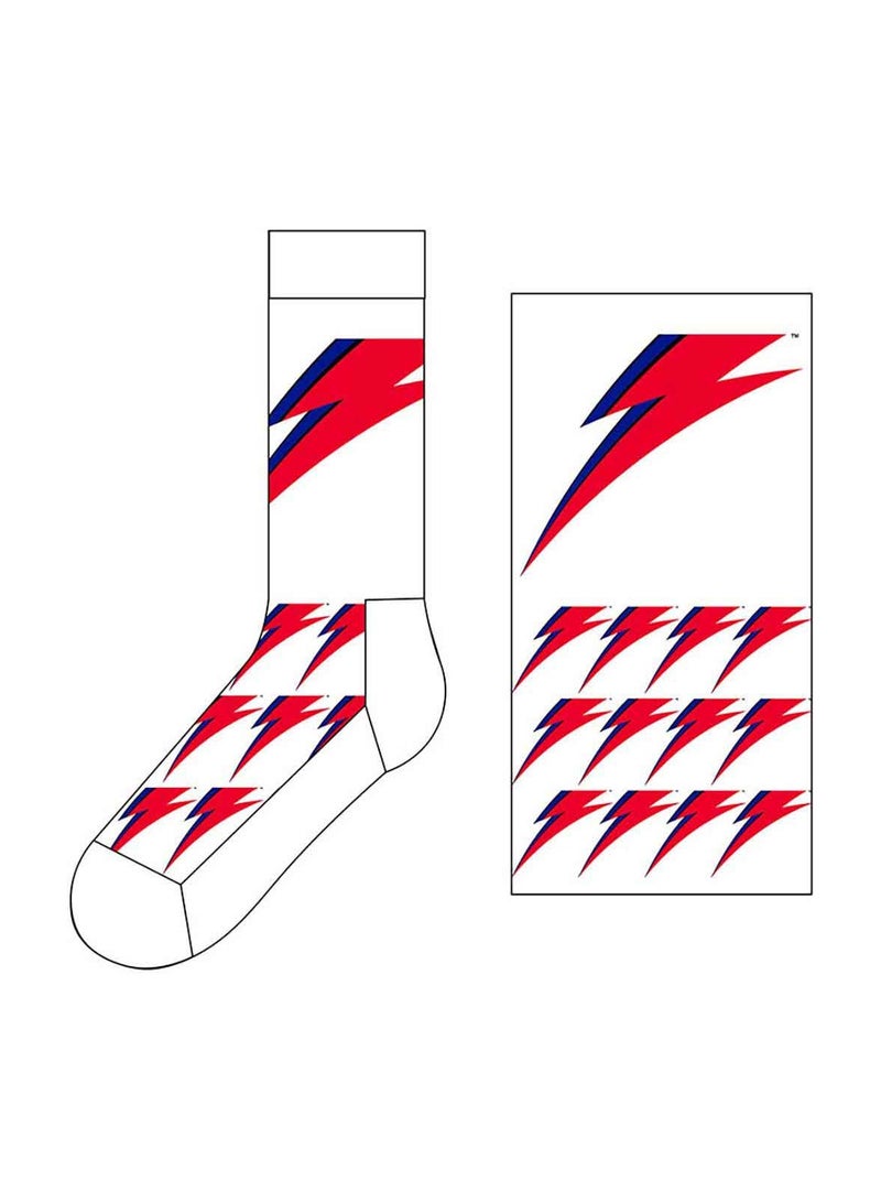 Bowie Gifts Bowie Unisex Ankle Socks featuring the 'Flash' design motif. Officially Licensed Merchandise. EU 40-45. Quality Comfortable Fabric Socks available in a black colourway. - Image 4