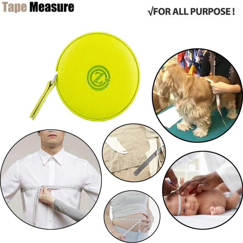 Z_جوده وثقه Sewing Tape Measure, Medical Body Cloth Tailor Craft Dieting Measuring Tape, 79 Inch/2 M Dual Sided Retractable Ruler with Push Button Round(1 Pack, Green) - Image 3