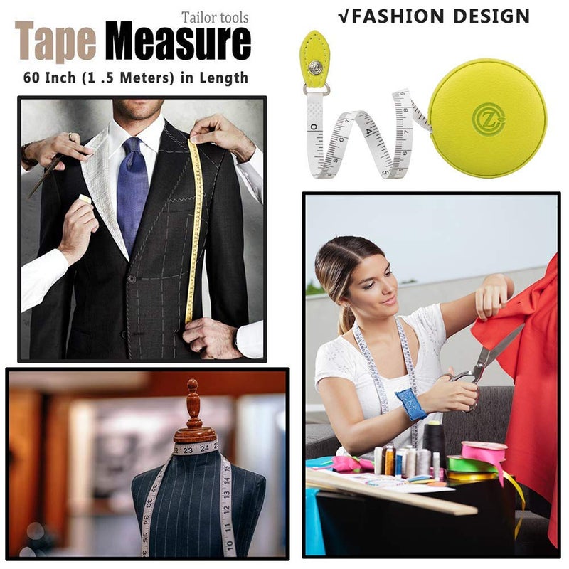 Z_جوده وثقه Sewing Tape Measure, Medical Body Cloth Tailor Craft Dieting Measuring Tape, 79 Inch/2 M Dual Sided Retractable Ruler with Push Button Round(1 Pack, Green) - Image 4