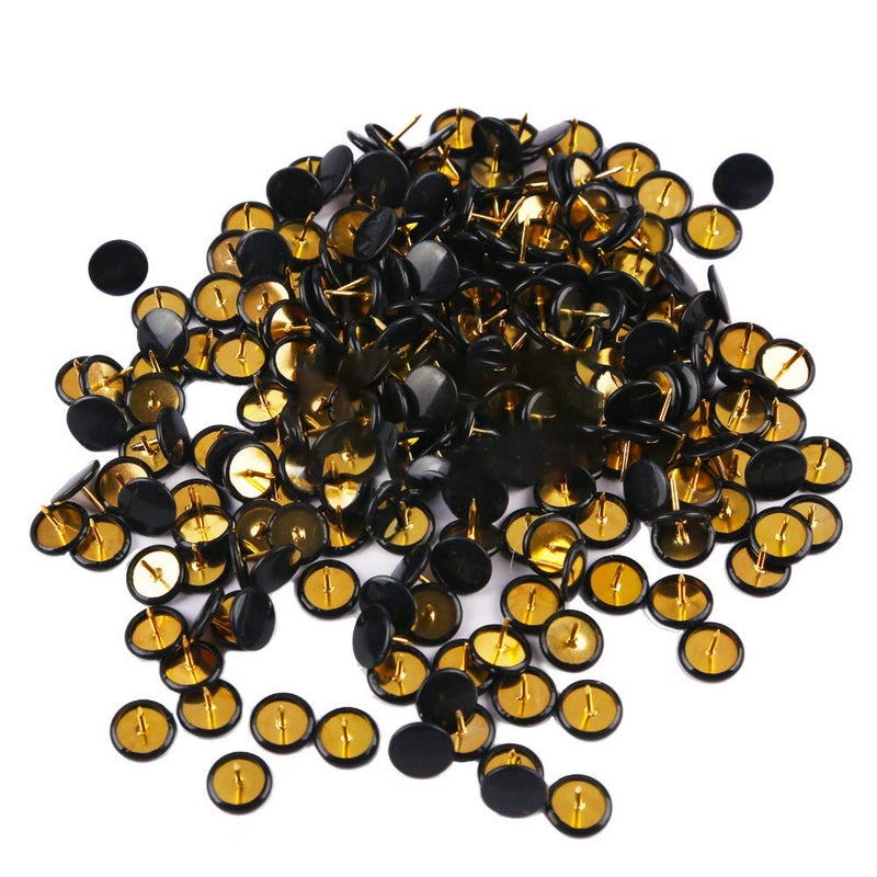 Ornerx Flat Push Pins Decorative Thumbtacks for Cork Black 200 Count
