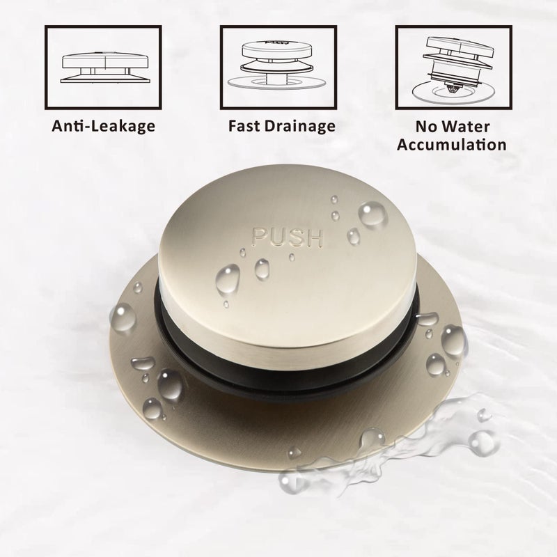 Artiwell Universal Tip Toe Bath Drain Stopper And Cover Bathtub Drain Stopper Replaces Lift And Turn Tip-Toe And Trip Lever Drains For Tub Ez Installation And Clearing (Brushed Nickel) - Image 4