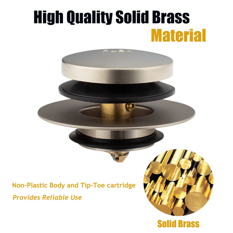 Artiwell Universal Tip Toe Bath Drain Stopper And Cover Bathtub Drain Stopper Replaces Lift And Turn Tip-Toe And Trip Lever Drains For Tub Ez Installation And Clearing (Brushed Nickel) - Image 5