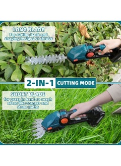 Aenlv NotOnly A Little Expensive,2 in 1 Cordless Hedge Trimmer & Grass Shear ,2 Lithium Batteries, 2 Blades, Grass Trimmer with 45° Rotatable Handle, Ideal for Shrub, Yard, Garden, Lawn,Safe Model for yourself,Mother and Father,or Grandfather  - Image 3