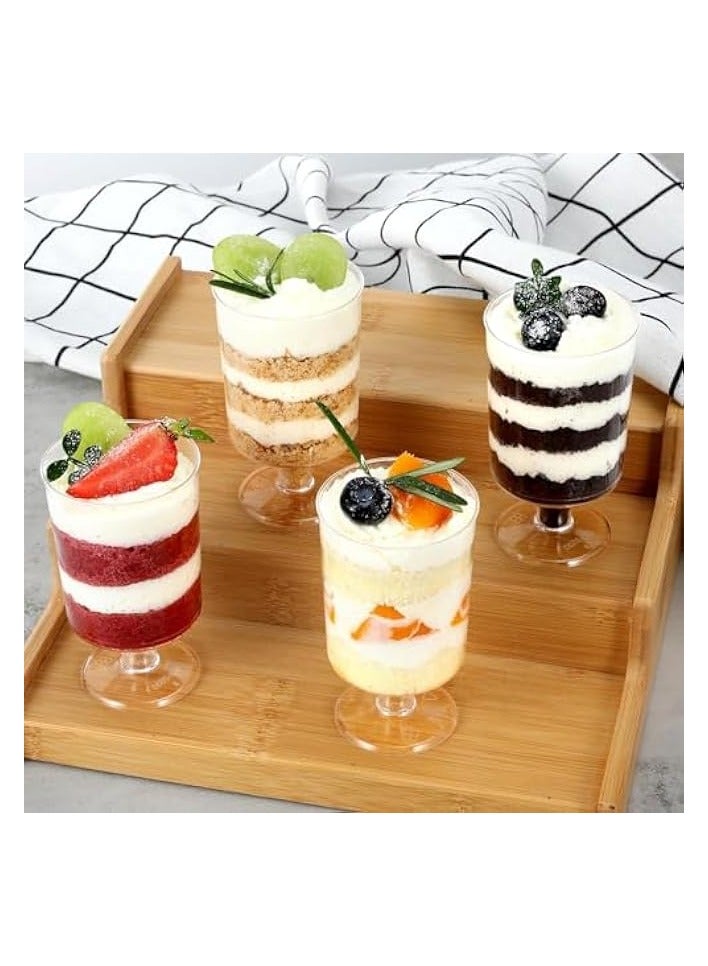 Green Tiger Square Plastic Dessert Cups, 30Pack 100ml Clear Plastic Parfait Appetizer Cup with Plastic Spoons, Reusable Small Clear Plastic Tumbler Cups Great for Tasting Party - Image 2