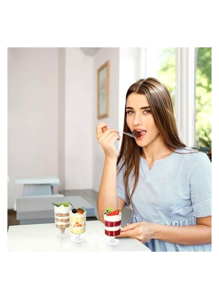 Green Tiger Square Plastic Dessert Cups, 30Pack 100ml Clear Plastic Parfait Appetizer Cup with Plastic Spoons, Reusable Small Clear Plastic Tumbler Cups Great for Tasting Party - Image 4