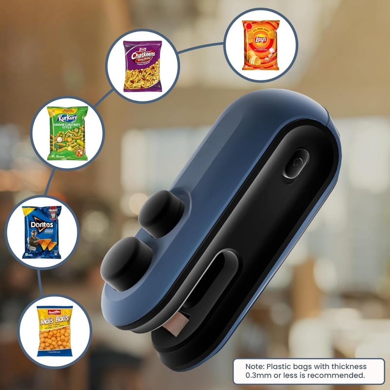 Finalize Portable Mini Sealing Machine, Handheld Packed Sealer for Food, 2 in 1 USB Rechargeable, Snacks, Chips, Fresh Storage, Plastic Bags Sealing Machine, Rechargeable Bag Sealer, (White) - Image 2