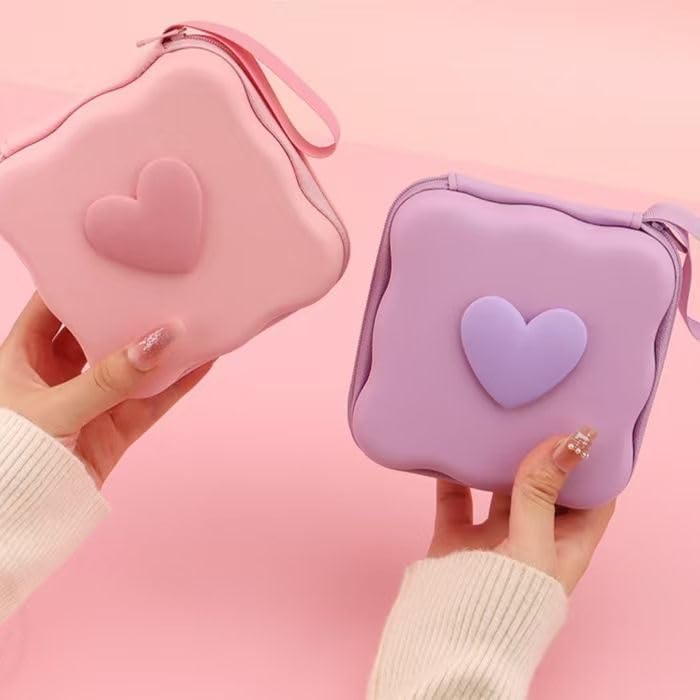 CERLINK حقيبة تخزين كابل بيانات الهاتف المحمول المحمولة متعددة الوظائف شاحن سماعة الأذن كابل USB حقيبة سفر حزمة من-1 (قلب أسود) - Image 2