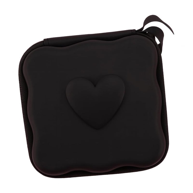 CERLINK حقيبة تخزين كابل بيانات الهاتف المحمول المحمولة متعددة الوظائف شاحن سماعة الأذن كابل USB حقيبة سفر حزمة من-1 (قلب أسود) - Image 1