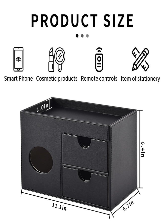 RHCSZ Square Tissue Box Cover with Drawers,Tissue Box Holder with Storage Tray, Makeup Organizer and Desk Organizer,Tissue Holders Decorative for Bathroom Vanity NightStand Dressing Table (Black) - Image 5