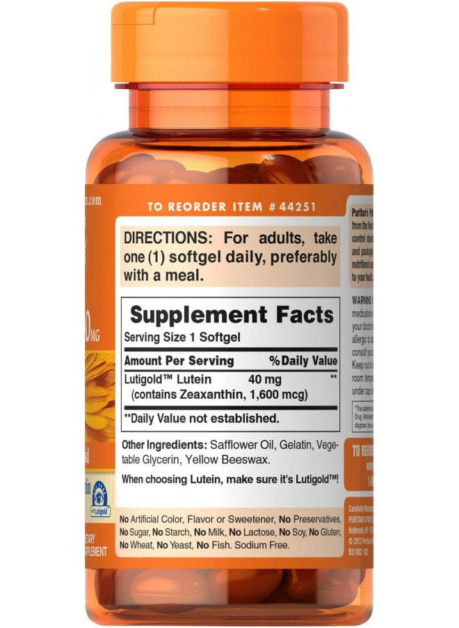 Lutein 40 Mg With Zeaxanthin Helps Support Eye Health* Whole Bean 60 Ct