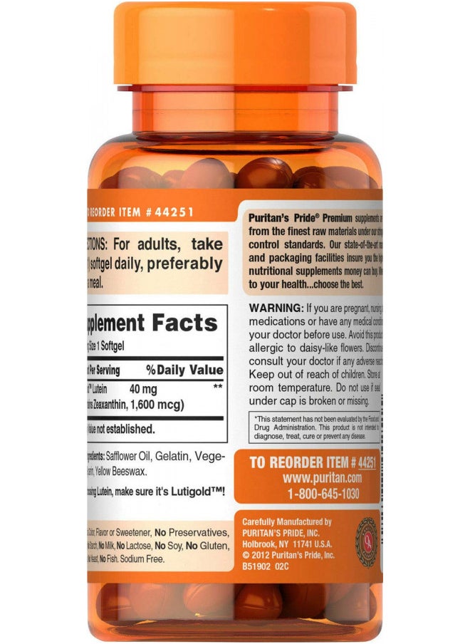 Lutein 40 Mg With Zeaxanthin Helps Support Eye Health* Whole Bean 60 Ct