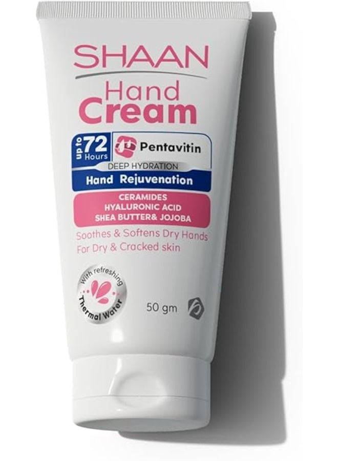 Shaan Shaan Hypoallergenic 72H Rejuvenating, Soothing & Softening Hand Cream with Pentavitin, Ceramides & Hyaluronic Acid for Dry & Cracked Skin - parabens free, non comedogenic