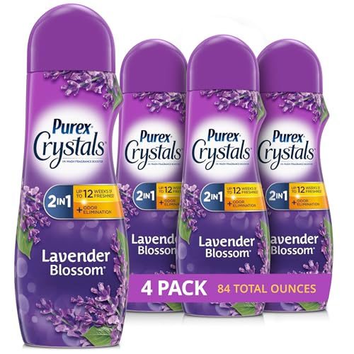 Purex Crystals In-Wash Scent Booster, Lavender Blossom, 21 oz (Pack of 4), Long-Lasting Freshness & Odor Elimination Technology - Image 1