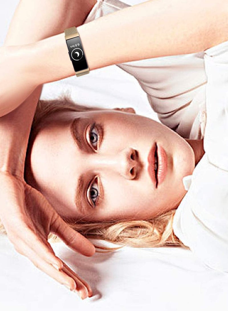 SOLARAE Metal Watch Band, Stainless Steel Metal Mesh Wristband Replacement, Magnetic Lock Replacement Wristband, for Fitbit Inspire 2 Compatible Fitbit Inspire HR & Inspire & Ace 2 (Small, Black + Rose Gold) - Image 4