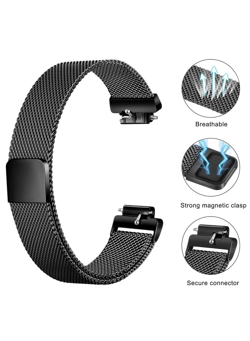 SOLARAE Metal Watch Band, Stainless Steel Metal Mesh Wristband Replacement, Magnetic Lock Replacement Wristband, for Fitbit Inspire 2 Compatible Fitbit Inspire HR & Inspire & Ace 2 (Small, Black + Rose Gold) - Image 2