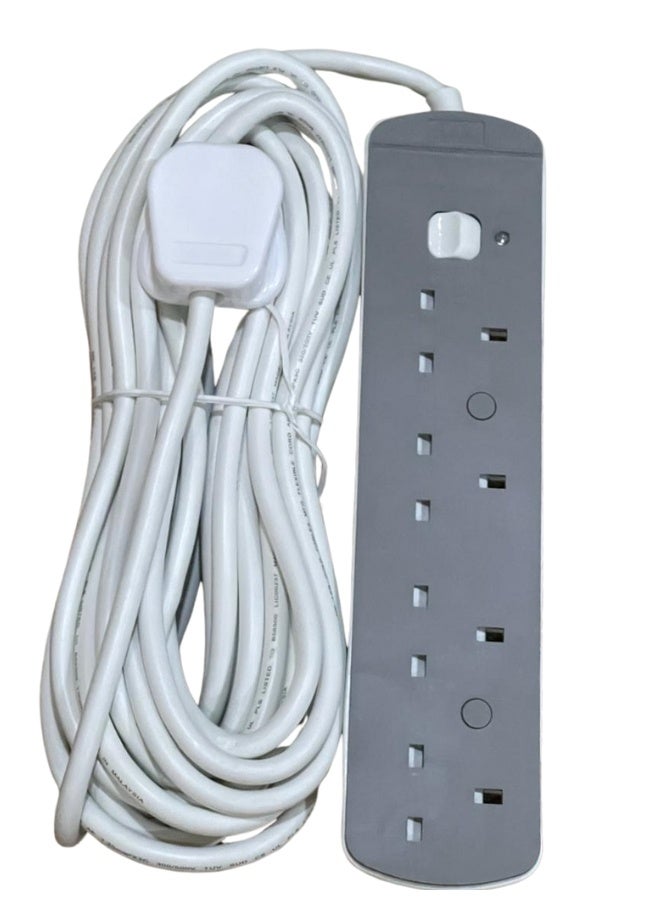 10 Meter Heavy Duty Extension Cord Power Strip with 4 UK Sockets Long Extension Cable, Safe & Durable Multi Plug Extension Lead for Home, Office, TV, Computer, Appliances & Indoor Use - Image 1