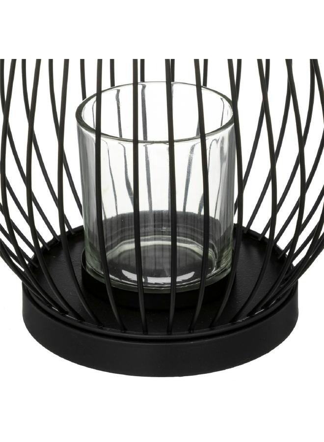 LOFT VERRE,LANTERN,CANDLE HOLDER,D17XH23.5CMS,BLACK,METAL-189199 - Image 2