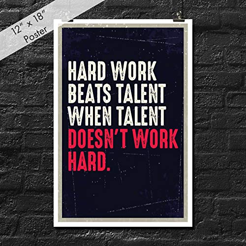 JSC163 Hard Work Beats Talent When Talent Doesn't Work Hard Poster | 18-Inches by 12-Inches | Premium 100lb Gloss Poster Paper - Image 3