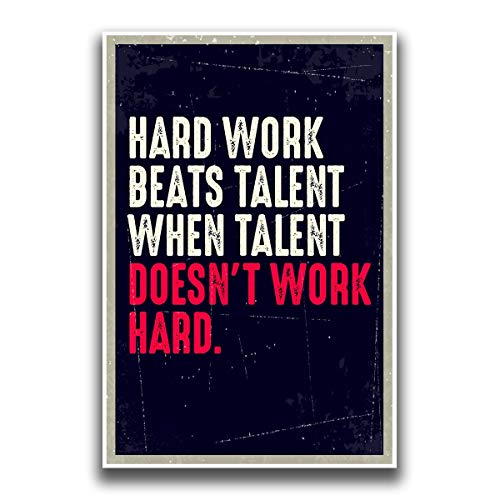 JSC163 Hard Work Beats Talent When Talent Doesn't Work Hard Poster | 18-Inches by 12-Inches | Premium 100lb Gloss Poster Paper - Image 1