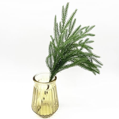 LOVENIMEN Artificial Norfolk Pine Branches, Fake Plants Christmas Stems 18 Inch, Lifelike Plastic Greenery Decoration Faux Pine Picks for Xmas DIY Shrubs for Indoor Outdoor Home Garden Decor - Dark Green 4 Pack - Image 4