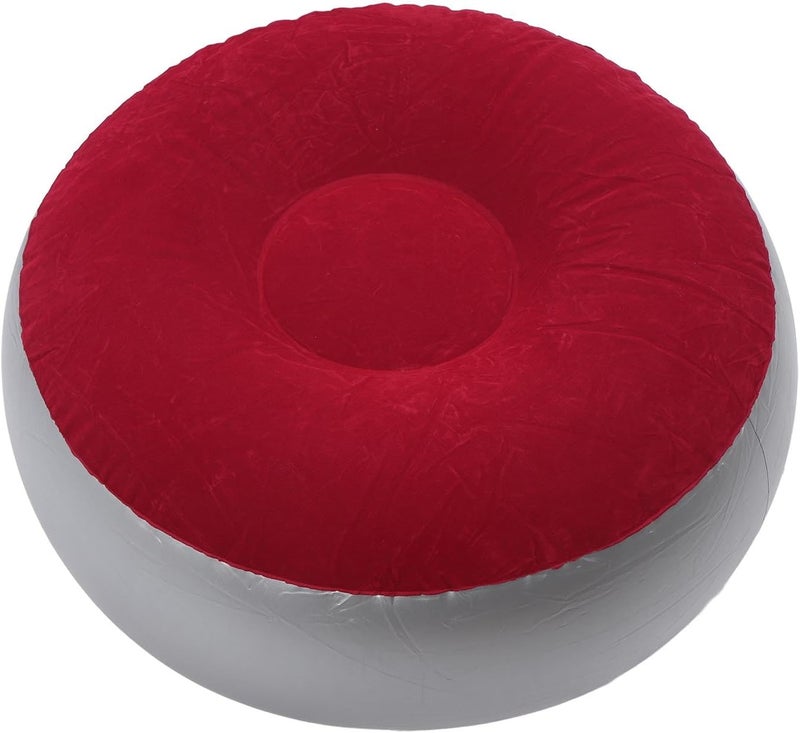 Inflatable Lounge Chair with Footstool, Portable Folding Blow Up Sofa, PVC Flocking Material, Lightweight and Compact - Quick Inflation, Ergonomic Support for Indoor Outdoor Use (Red) - Image 5