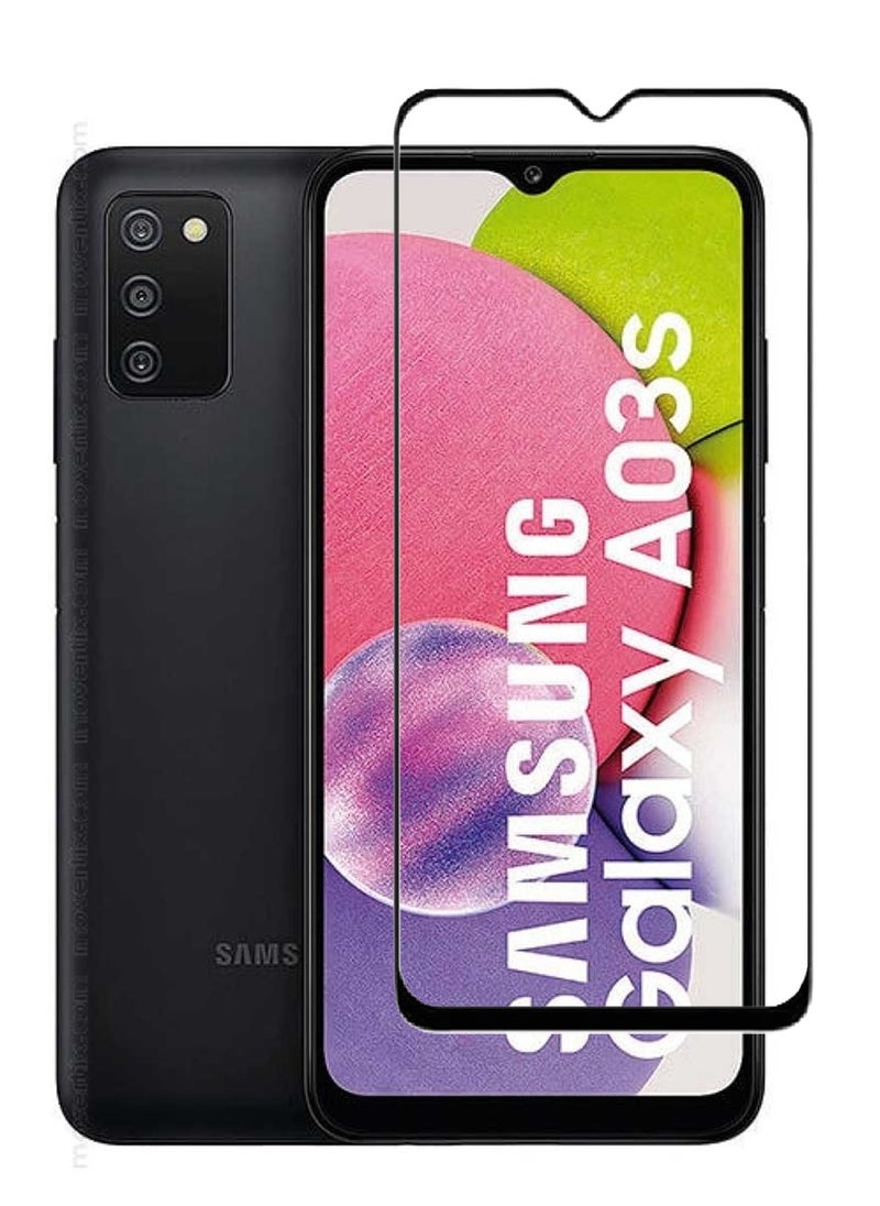 AINA حماية شاشة زجاجية مقسّاة 5D مصممة لهاتف سامسونج جالاكسي A03s تغطية كاملة للصق من الحافة إلى الحافة وخالية من الفقاعات - Image 1