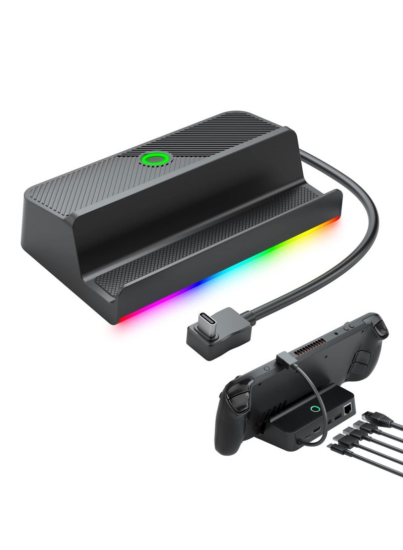 Excefore Docking Station for Steam Deck with LED Light, 5-in-1 Steam Dock with Gigabit Ethernet, HDMI 2.0 4K@60Hz, 2 USB-A 3.1, 100W Full Speed Charging Port, Dock for Steam Deck Accessories - Image 1