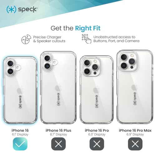 Speck Clear iPhone 16 - Slim Phone Case - GemShell - Crystal Clear - Image 3
