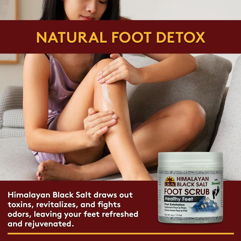 Okay Himalayan Black Salt with Seaweed Foot Scrub, 6 Ounce - Image 2