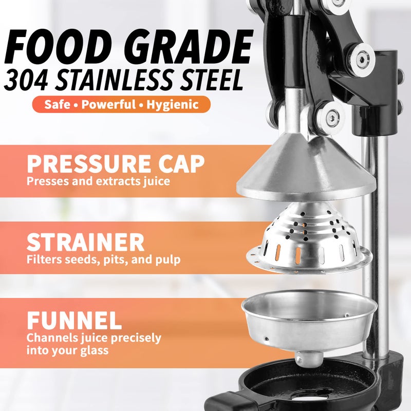 Zulay Kitchen Extra Tall Citrus Press Manual Juicer - Manual Orange Juice Squeezer, Fits Tumblers, Tall Glasses and Cups - Fruit Press & Juice Press, Juice Presser Machine & Citrus Juicer Manual - Image 4