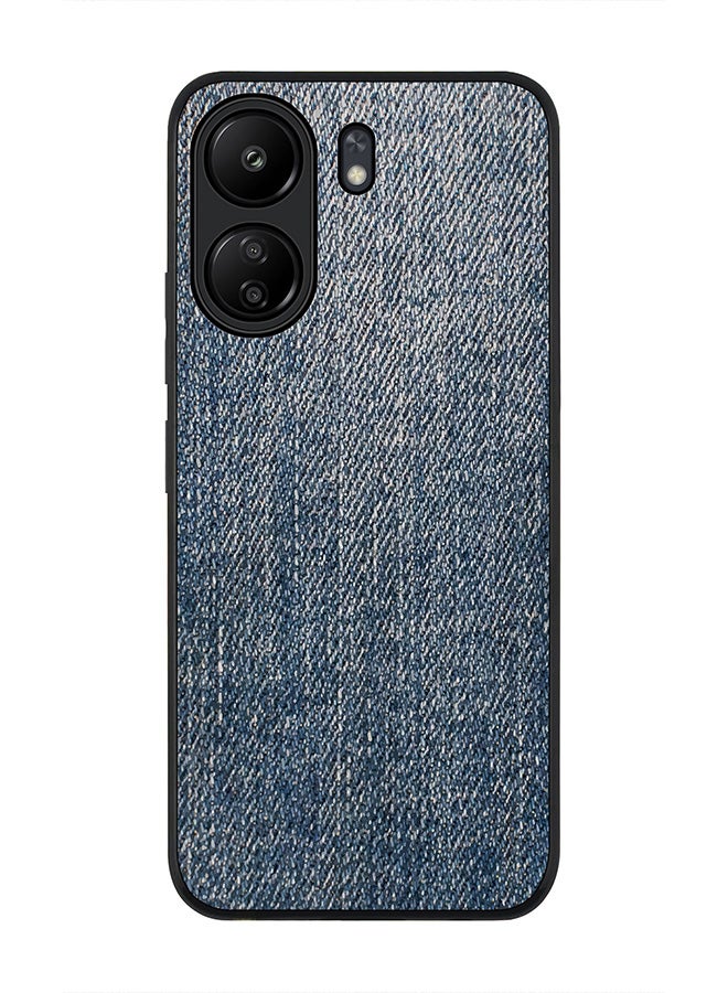 Stylizedd Rugged Black edge case for Xiaomi Poco C65, Slim fit Soft Case Flexible Rubber Edges Anti Drop TPU Gel Thin Cover- Dark Denim Print - Image 1