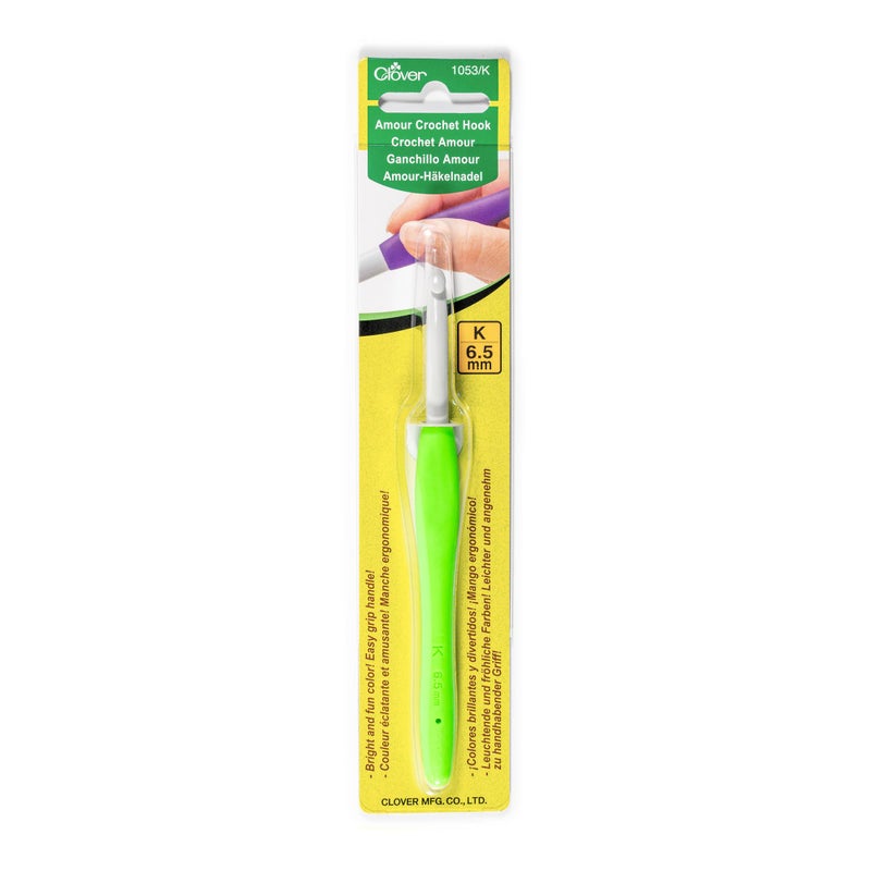 Clover 1053/K Amour Crochet Hook, Size K/6.5mm , Green - Image 1